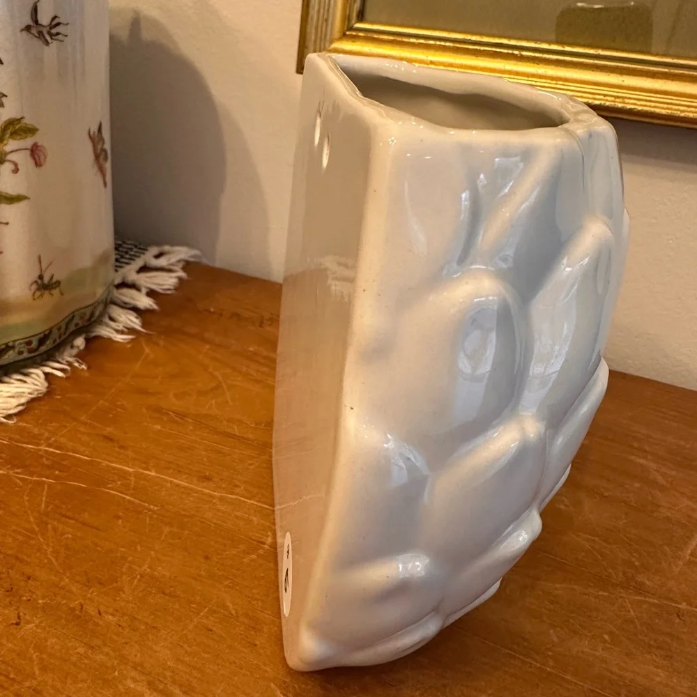 Vintage White Ceramic Pottery Artichoke Wall Planter Vase Made in Italy